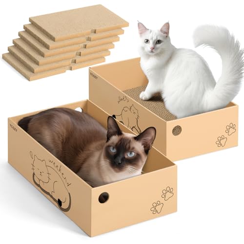 Ycozy Kratzbrett Katze mit 2 Box und 6 Kratzbrettern, Groß XXL Doppelseitige Kratzpappe für Katzen Hochwertiger Austauschbare Karton Widerstandsfähig Katzenmöbel Ycozy Kratzbrett Katze mit 2 Box und 6 Kratzbrettern, Groß XXL Doppelseitige Kratzpappe für Katzen Hochwertiger Austauschbare Karton Widerstandsfähig Katzenmöbel von Ycozy