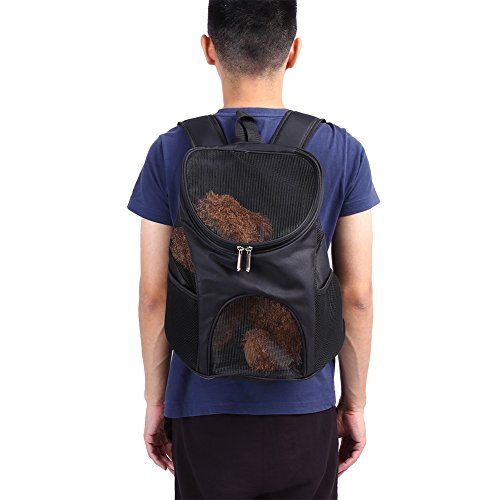 Belüftete Mesh Pet -Rucksackträger mit Seer, 4 Farbionen (Black) von Yctze