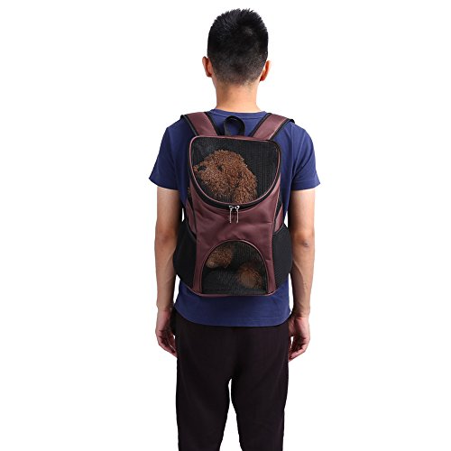 Belüftete Mesh Pet -Rucksackträger mit Seer, 4 Farbionen (Kaffee) von Yctze