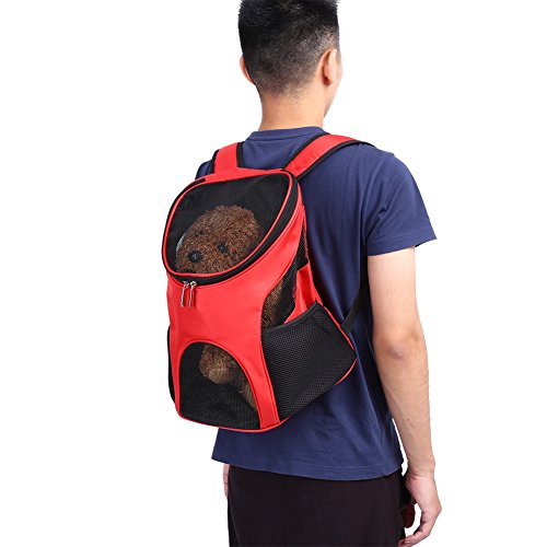 Belüftete Mesh Pet -Rucksackträger mit Seer, 4 Farbionen (Rot) von Yctze