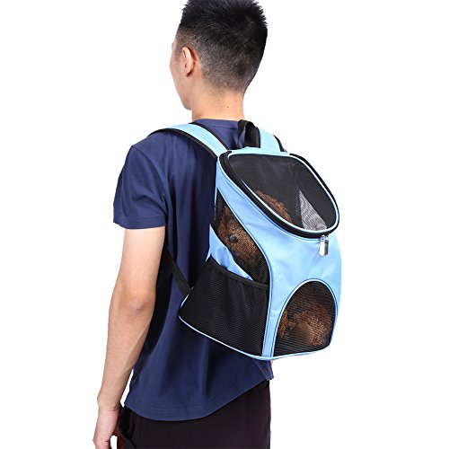 Belüftete Mesh Pet -Rucksackträger mit Seer, 4 Farbionen (hellblau) von Yctze