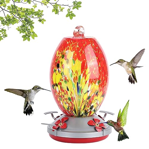 Bunter Glasspender, Vogelfütterungsgerät, Futterspender für den Gartenhof – Vogelfutter und Futtergerät. (Q1) von Yctze