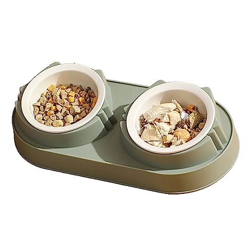 Doppel-Pet-Schüssel-Set, Großer Kaliberüberschüssiges Verschüttetes Design für Hunde und Katzen, EEN (Green) von Yctze