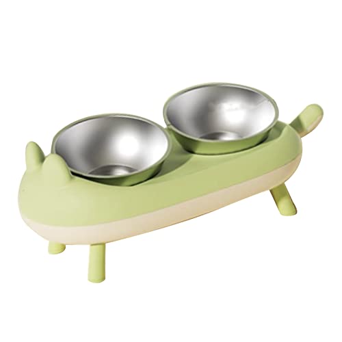 Double Bowl Stainl Steel Pet Feeder mit 5-Grad-Neigung, I-Skid Silikonpolster, EEN (Gras-Grün) von Yctze