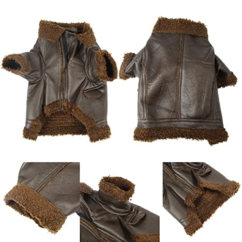 Gemütliche Hunde-Winterjacke – Dicker Baumwoll-Kapuzenpullover, Vierbeiniger Haustiermantel, Warme Lederoptik für Hunde, Erhältlich in S, M, L, XL – für und Winter (M) von Yctze