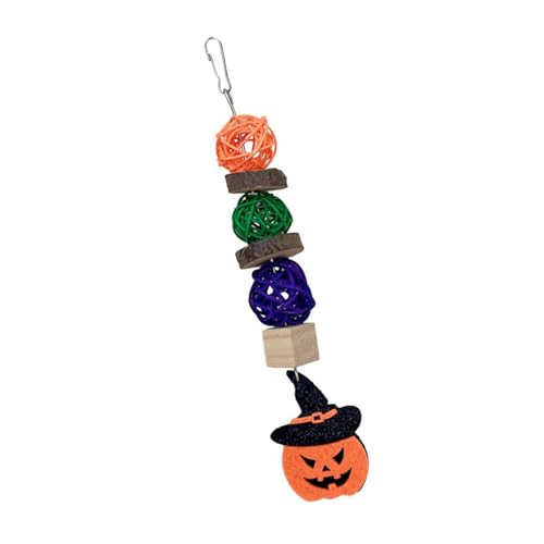 Halloween -Vogelkauspielzeug mit Holz und Kürbisdekoration für Sittiche und Dekoration (Hutkürbis) von Yctze