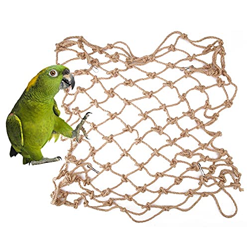 Hanf Seil Klimettennetz Schwungspielzeug mit Haken für SM -Vögel Kauen und Spielen (L 3,2 cm / 1,3in) von Yctze