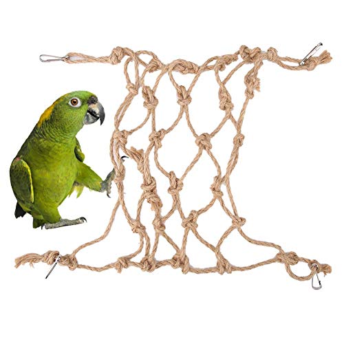 Hanf Seil Klimettennetz Schwungspielzeug mit Haken für SM -Vögel Kauen und Spielen (S 3cm / 1,2in) von Yctze