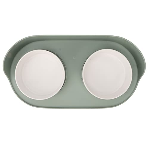 Keramik Erhöhte Schalen für Katzen Zervikal E-Slip-Design Erhöhter Haustierfuttermittel (Green) von Yctze
