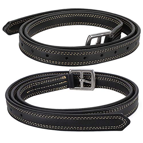 Leder -Steigbügelgürtel mit Fleckenstahl LE für Reitfahrten - Schwarze/braune Ionen Erhältlich (Black) von Yctze