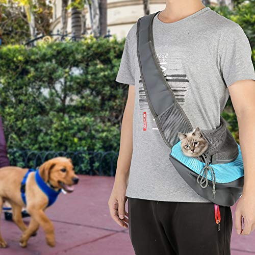 Stilvoller Polyester -Haustierträger mit Netzdesign für Katzen und Welpen - für Reisen Im Freien und die Bequemlichkeit (Himmelblau) von Yctze
