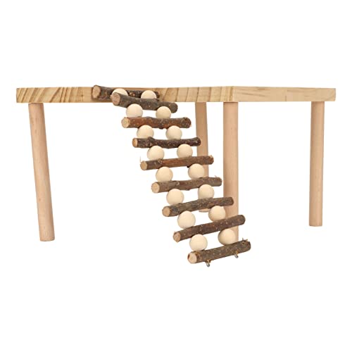 Yctze 2-lagige Hamster-Kletterplattform aus Naturholz mit Leiter – Hamster-Spielaktivität, Spielplatz-Kletterset, Spielzeug von Yctze