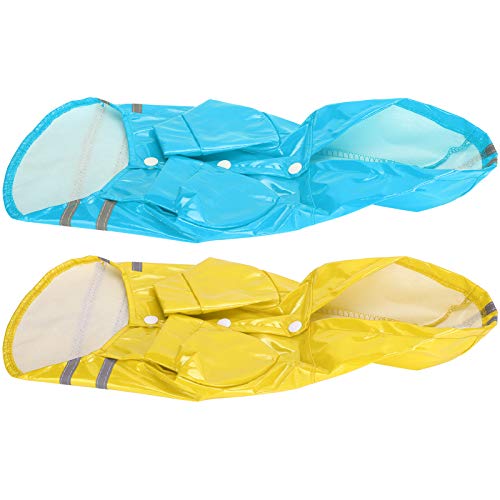 Yctze 2pcs Hunde Regenmantelmantel mit Reflektierender Streifen für S -Nachtspaziergänge, Regenbekleidung mit Kapuze in Gelb und E (L) von Yctze