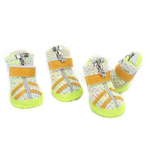 Yctze 4 Stück rutschfeste Hundeschuhe, Leichte, Atmungsaktive Stiefel für Kleine, Mittelgroße und Große Hunde, Bunte Haustierschuhe, Welpenschuhe, Hundestiefel, Haustierlagen (3 Größe) von Yctze