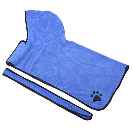 Yctze Faser -Haustier Saugfähig Hrobe Dog Wearable Kapuzenhandtuch mit Gürtel für Komfort und Trocknungsanschluss (XL) von Yctze