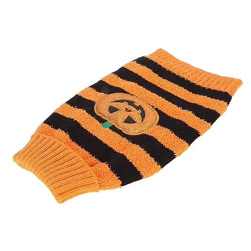 Yctze Halloween Hundepullover Weich Warmes Kürbismuster Gestreiftes Design Für F Winterparty Wear S S (L) von Yctze
