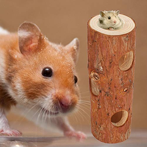 Yctze Holztunnel-Kauspielzeug für Hamster, TS und Rennmäuse-Mehrzweckspiel und Rest-Zubehör (L) von Yctze