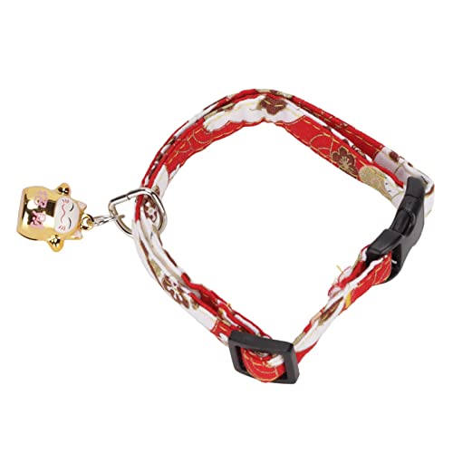 Yctze Japanischer Katzenkragen mit Cartoon Bell für Weihnachten Loween Neujahr Japan-inspiriertes Design (Japanischer Stil – Rote Glückskatze) von Yctze