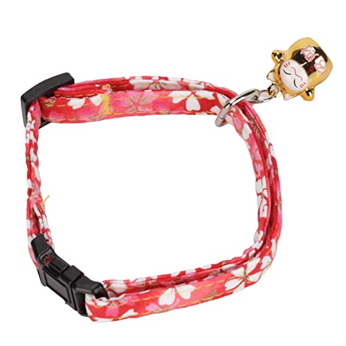 Yctze Japanischer Katzenkragen mit Cartoon Bell für Weihnachten Loween Neujahr Japan-inspiriertes Design (Japanischer Stil – rote Kirschblüten) von Yctze