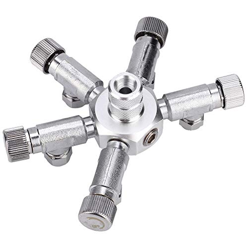 Yctze Mehrwege-CO2-Splitterventil mit Individueller Nadelsteuerung und Manometer für Fische (5 Durchgänge) von Yctze