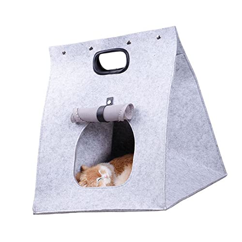 Yctze Modernes Filzkatze House mit Reißverschluss Entfernbar Waschbarer Integrierter Schlafsack für Katzen Kätzchen Welpen (Grey) von Yctze