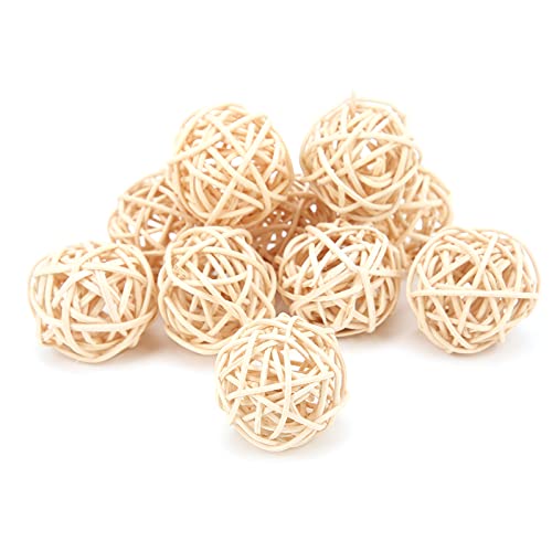 Yctze Naturfarbenes Rattan-Sepak-Takraw-Spielzeug, Sicheres, Ungiftiges Kauspielzeug für Papageien und Kleintiere (3CM Originalfarbe) von Yctze