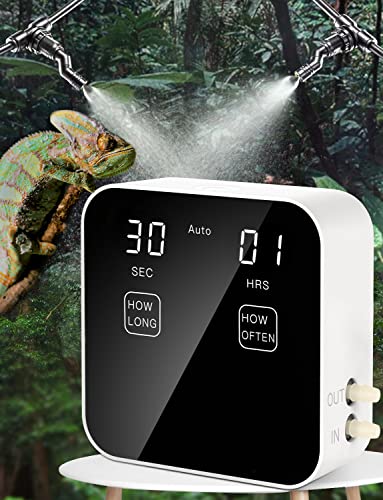 Reptile Mister Automatisch, Leise Reptilien Misting System mit Timer, Reptile Fogger Luftbefeuchter mit feinen Wassernebeldüsen, Terrarium Mister Luftbefeuchter mit Wassermangel Schutz von Ycxydr