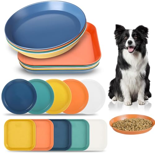 10 Stück Katzennapf,Katzenschüssel,Katzennapf Flach,Fressnapf Katze Futternapf,Runden Katzenteller,Fressnapf Katze,Bunt Katzenfutter Napfset,Cat Plate für Kätzchen und kurzbeinige Katzen von YeahBoom
