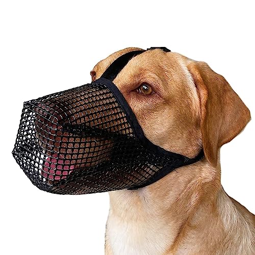 Mesh Hundemaulkorb,Maulkorb für Hunde,Atmungsaktiver Maulkorb für Hunde,Maulkorb für Hunde mit abgerundetem Mesh,Verstellbarer Atmungsaktiver Mesh Maulkorb（schwarz） von YeahBoom