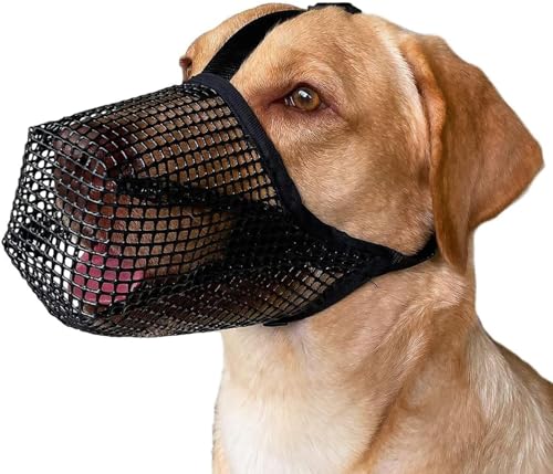 Mesh Hundemaulkorb,Maulkorb für Hunde,Atmungsaktiver Maulkorb für Hunde,Maulkorb für Hunde mit abgerundetem Mesh,Verstellbarer Atmungsaktiver Mesh Maulkorb（schwarz） von YeahBoom