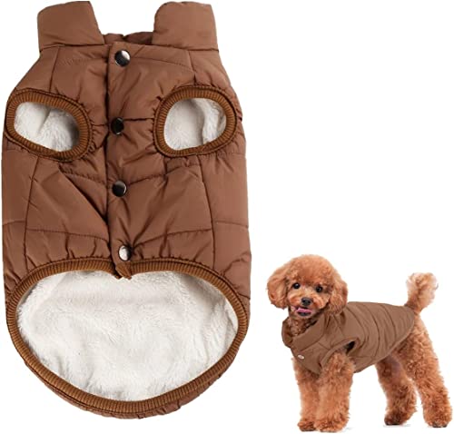 Hunde-Winterjacke, winddicht, für Welpen, Hunde, warme Fleece-Kleidung für große Hunde, Bekleidung für kaltes Wetter, Loch für die Leine (Größe XXXL, Braun) von Yealay