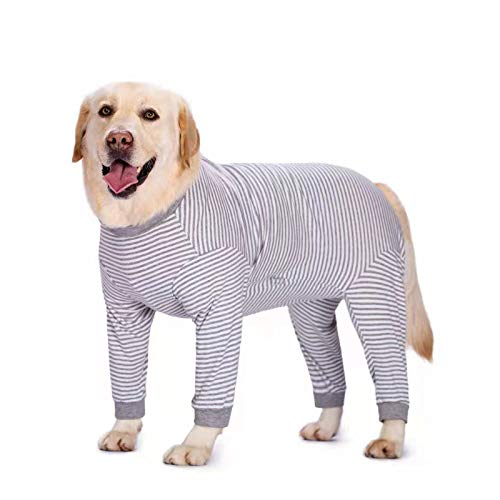 Yeapeeto Einteiler für Hunde, zur Erholung, für große und mittelgroße Hunde, Schlafanzug, Ganzkörper für Haarausfall, Allergien, Anti-Lecken, Wundschutz, Kegel-Alternative (4XL, Grau) von Yeapeeto