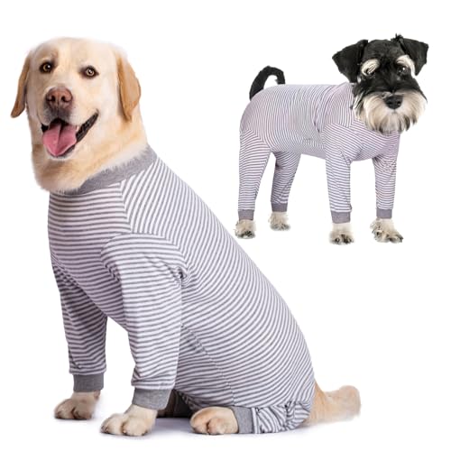 Yeapeeto Einteiler für Hunde, zur Erholung, für große und mittelgroße Hunde, Schlafanzug, Ganzkörper für Haarausfall, Allergien, Anti-Lecken, Wundschutz, Kegel-Alternative (XL, Grau) von Yeapeeto