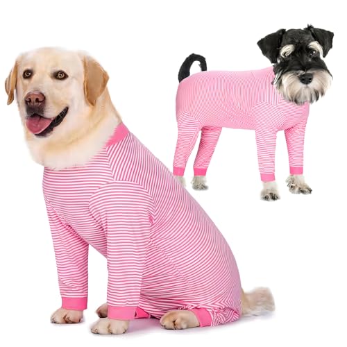 Yeapeeto Einteiler für Hunde, zur Erholung, für große und mittelgroße Hunde, Schlafanzug, Ganzkörper für Haarausfall, Allergien, Anti-Lecken, Wundschutz, Kegel-Alternative (XL, Rosa) von Yeapeeto
