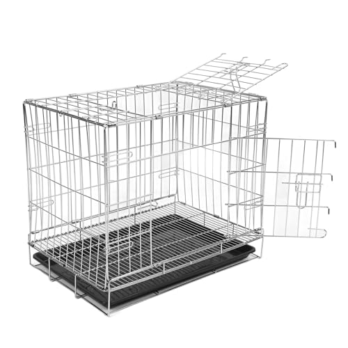 Hundebox aus Edelstahl – Robuste Haustierbox mit Tablett, Faltbare Hundehütte aus Metall für Kleine und Mittelgroße Haustiere Hundebox aus Edelstahl – Robuste Haustierbox mit Tablett, Faltbare Hundehütte aus Metall für Kleine und Mittelgroße Haustiere von Yechiry