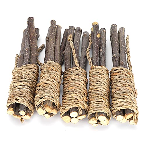 Yechiry 5 Stück Holzstäbchen, Kauspielzeug für Haustiere, Kaninchen, Meerschweinchen, Rennmäuse, Vögel, Kaustäbchen mit Algenseil, Tragbarer Zahnreiniger für Papageien, Kaninchen, von Yechiry