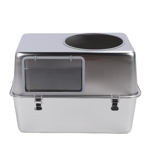 Yechiry Großer Edelstahl -Katzenratschachtel mit Deckel, Eckschlossener Metalldrüsenschachtel mit Hohen Seiten Top -Eingang Antispritzer Abnehmbarer Schaufel für Große Katzen Toilette Yechiry Großer Edelstahl -Katzenratschachtel mit Deckel, Eckschlossener Metalldrüsenschachtel mit Hohen Seiten Top -Eingang Antispritzer Abnehmbarer Schaufel für Große Katzen Toilette von Yechiry