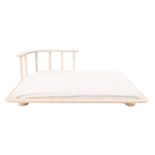 Yechiry Hölzernes Katzenbett, Möbel Erhöhtes Haustierbett für Hunde Katzen, Fester Holzzaun Weiches Inneres Kissen Faltbare Haustiersofa mit Einfachem Elegantem Design (Winterplüschstil) von Yechiry