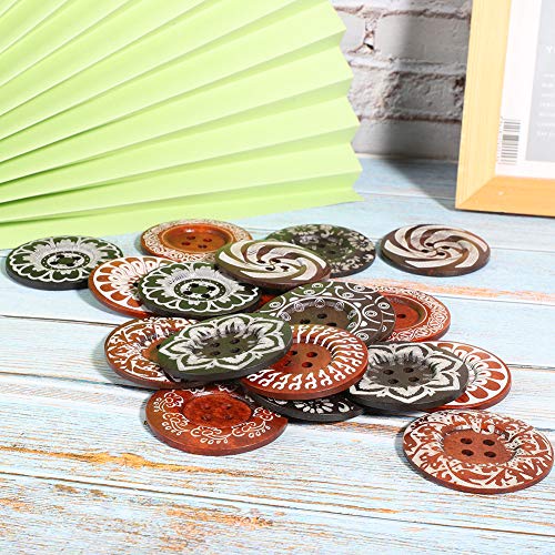 Yechiry Knöpfe für Handwerk, 20pcs 6 cm Gemischtes Muster Holznähte, 4 Löcher Design mit Vintage -Druck für Pullover, Manteldekor und DIY -Handwerk Yechiry Knöpfe für Handwerk, 20pcs 6 cm Gemischtes Muster Holznähte, 4 Löcher Design mit Vintage -Druck für Pullover, Manteldekor und DIY -Handwerk von Yechiry
