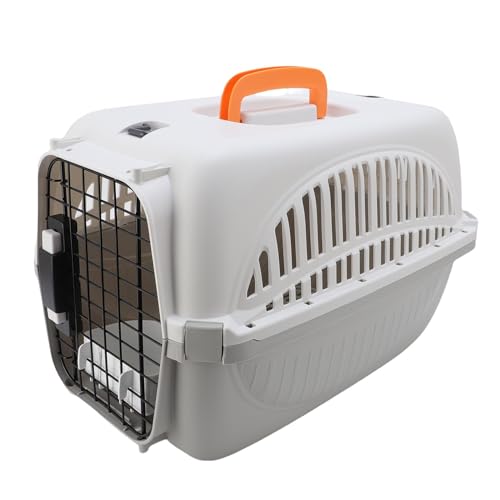 Yechiry Leichte Plastikhundtransportkasten, Gemütlicher Raum mit Ausreichend Belüftung, Leicht zu Reinigender, Tragbarer Haustierträger für Außenreisen, Idealer Sicherer Raum (Grey) von Yechiry