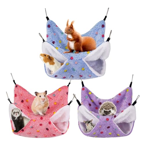 Hängematte für Meerschweinchen, Frettchen, Ratten, waschbar, Kleintierbett, Meerschweinchen, Käfigzubehör für Chinchilla, Papagei, Zuckergleiter, Hamster, Eichhörnchen, 27,9 x 27,9 cm, 3 Stück von YedsIntu