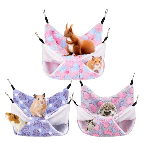 Hängematte für Meerschweinchen, Frettchen, Ratten, waschbar, Kleintierbett, Meerschweinchen, Käfigzubehör für Chinchilla, Papagei, Zuckergleiter, Hamster, Eichhörnchen, 27,9 x 27,9 cm, 3 Stück von YedsIntu
