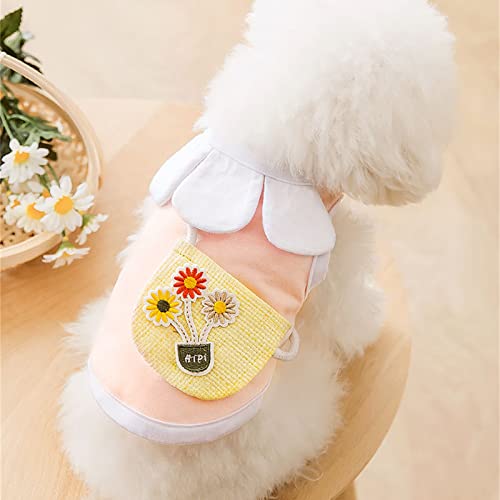 Haustierkleidung, niedlich, mit Sonnenblumen-Hunde-Shirt, atmungsaktiv, für Haustiere (Größe M, Rosa) von Yeduzyn