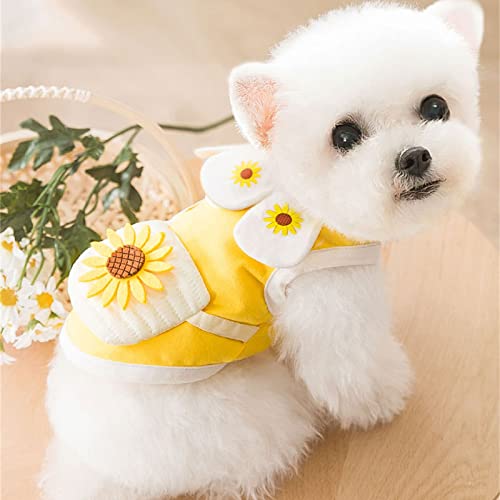 Haustierkleidung, niedlich, mit Sonnenblumen-Hunde-Shirt, atmungsaktiv, für Haustiere (groß, gelb) von Yeduzyn
