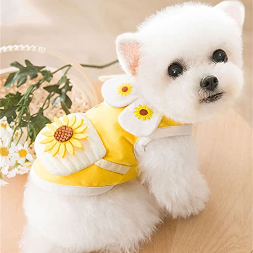 Haustierkleidung, niedlich, mit Sonnenblumen-Hunde-Shirt, atmungsaktiv, für Welpen, Kleidung, Shirt für Haustiere (Größe XL, Gelb) von Yeduzyn