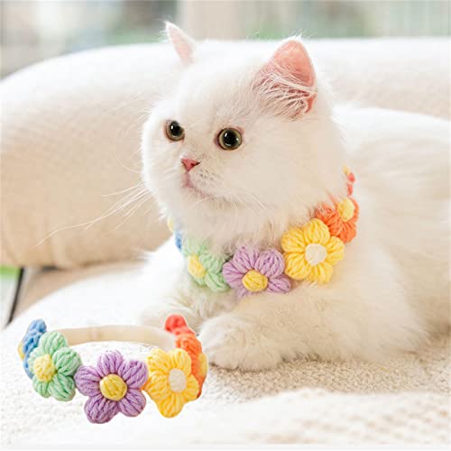Yeduzyn Gestricktes Blumenhalsband für Katze oder Welpen, Halskette für Welpen, Hundezubehör, Kätzchenhalsband, Mädchen, Jungen, Haustier-Sicherheitshalsband, Schnellverschluss-Schnalle, verstellbare von Yeduzyn
