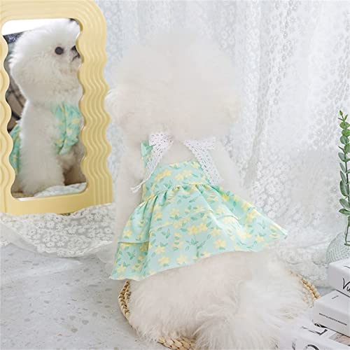 Yeduzyn Hunde-Prinzessinnenkleid mit Schleife, Haustierkleidung, niedliche Hundeweste, schönes Blumen-Hundekleid, atmungsaktiv, Shirt für Haustiere (grüne Blumen, Größe XXL (40-55 kg)) von Yeduzyn