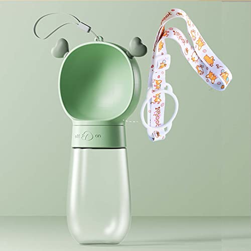 Yeduzyn Hunde-Wasserflaschen mit Gurt zum Spazierengehen, mit Hunde-Wasserbecher zum Spazierengehen, Wasserflasche für Trinkwasser (grün, 340 ml) von Yeduzyn