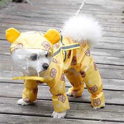 Yeduzyn Vollständiger Haustier-Regenmantel, wasserdichter Hunde-Regenmantel mit Kapuze für kleine, Poncho mit reflektierendem Riemen, leichte Regenjacke mit Loch für die Leine (XS) von Yeduzyn