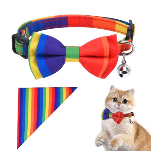 YeeBeny Regenbogen-Katzenhalsband, Regenbogen-Katzenhalsbänder mit Glöckchen, personalisierbar, verstellbares Regenbogenhalsband und Schal, Dekorationsset, passend für die meisten Mädchen, Jungen, YeeBeny Regenbogen-Katzenhalsband, Regenbogen-Katzenhalsbänder mit Glöckchen, personalisierbar, verstellbares Regenbogenhalsband und Schal, Dekorationsset, passend für die meisten Mädchen, Jungen, von YeeBeny